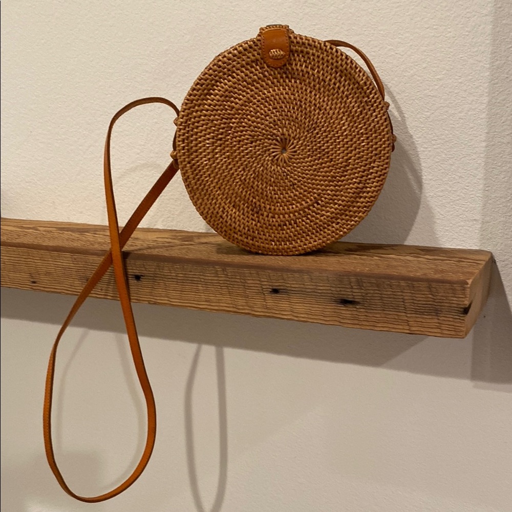 Round Woven Tan Bag